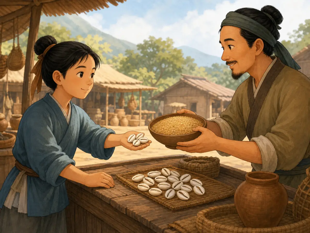 An imagined exchange involving shell money and grain